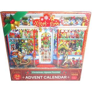 Christmas Advent Calendar Puzzle 1008 Piece Holiday Shop Jigsaw 24 Day Countdown